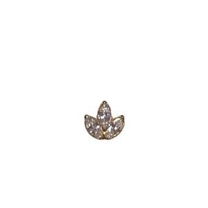 Implant Grade Titanium Internally Threaded 3 Marquise CZ Leaf Top